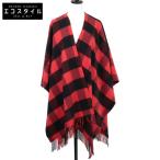 /国内正規 BALENCIAGA バレンシアガ 508027 ロゴ刺繍 ブロックチェック カシミヤ/ウール フリンジ ポンチョ ケープ 122 X 180 cm