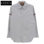 THOM BROWNE トムブラウン トリコロールアームバンド コットン 長袖シャツ トップス メンズ グレー 5 21年製