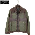 DOLCE&GABBANA ドルチェアンドガッバーナ SP37 9326 レザー切替 ジップアップ ジャケット 46 カーキ/ブラウン メンズ