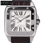 Cartier カルティエ W20073X8 サントス100 LM 自動巻き 腕時計 シルバー/ブラックレザーベルト メンズ