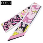 新品同様 HERMES エルメス FACTORY SUITE ファクトリースーツ シルク ツイリー スカーフ NOIR/ROSE レディース