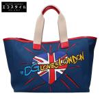 DOLCE&GABBANA ドルチェアンドガッバーナ DG LOVE LONDON キャンバス/レザー トートバッグ ブルー/レッド レディース