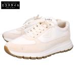 美品 PRADA プラダ 2EG483 スエード/レザー スニーカー 8 ホワイト メンズ