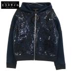 LOUIS VUITTON ルイヴィトン 美品 FDVB06QTS ボンディングパテントフラワープリントジップアップパーカー M ネイビー レディース