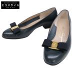 Salvatore Ferragamo サルヴァトーレフェラガモ VARA ヴァラリボン ローヒールパンプス 6 1/2C ネイビー レディース