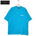 BALENCIAGA バレンシアガ 641675 TNVG5 22年 ライトブルー コットン ロゴプリント Tシャツ ブルー XL トップス コットン メンズ 中古