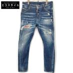 DSQUARED2 ディースクエアード S71LB050 18年 KENNY TWIST JEANS ケニーツイスト ダメージ加工 デニム インディゴブルー 44 ボトムス コットン メンズ 中古