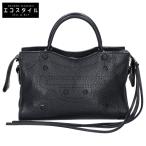 BALENCIAGA バレンシアガ 490610 ブラックアウト シティ XS ハンドバッグ ブラック レディース