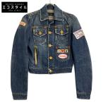 DSQUARED2 ディースクエアード ブルー ワッペン イタリア製 ショートデニムジャケット ブルー 38 ジャケット デニム レディース 中古