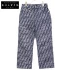 FENDI フェンディ 22年 FLP302 FFロゴ ズッカ デニムパンツ ネイビー グレー 30 ボトムス コットン メンズ 中古