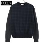 MONCLER モンクレール 美品 16年 B20919012900 チェック ウールセーター トップス L ネイビー×グレー メンズ