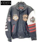 JEFF HAMILTON ジェフハミルトン 1998 ヤンキース オールレザー スタジャン ネイビー M ジャケット レザー メンズ 中古