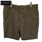 FENDI フェンディ 21年 FB0521 A6WJ ズッカ柄 ハーフパンツ ブラウン×ブラック 54 ボトムス ポリエステル メンズ 中古
