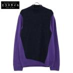 ショッピングエルメス 新品同様 国内正規 HERMES エルメス ウールカシミヤ ロングスリーブ ニット トップス XL ブラック×パープル メンズ
