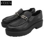 ショッピングMIUMIU 新品同様 MIUMIU ミュウミュウ 厚底 ローファー レザー シューズ レディース ブラック 41 5D684D