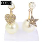 DIOR ディオール レジンパール ハート スター ラインストーン ピアス ゴールド レディース