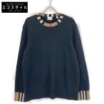 ショッピングBURBERRY BURBERRY バーバリー ブラック チェック切替 カシミヤ混 ニットセーター ブラック XL トップス ウール メンズ 中古