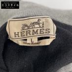 HERMES エルメス ブラック×グレー カシミヤ100 ハーフジップニット ブラック トップス メンズ 中古