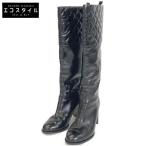 CHANEL シャネル G45200 ココマーク ラムスキン マトラッセ ロングブーツ 36C レディース