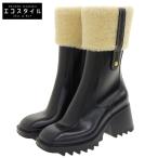 美品 Chloe クロエ Betty アンクル レインブーツ ボア付 シューズ レディース ブラック 36