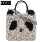 美品 ANTEPRIMA アンテプリマ ANIMALE PANDA アニマーレ パンダ/スクエア スモール トートバッグ エナメルブラック/マットホワイト