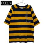 GUCCI グッチ イエロー 545869 ビジュースパンコール刺繍ボーダーオーバーサイズTシャツ イエロー×ネイビー S トップス コットン メンズ 中古