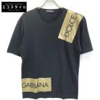 DOLCE&GABBANA ドルチェアンドガッバーナ G8HS4T ブラック テープロゴ Tシャツ ブラック 46 トップス コットン メンズ 中古