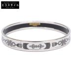 美品 HERMES エルメス エマイユPM ロープ柄 バングル ホワイト/シルバー レディース
