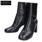 ショッピングMIUMIU MIUMIU ミュウミュウ 5T024E サイドジップ レザー アンクルブーツ シューズ 35 ブラック レディース