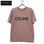 CELINE セリーヌ 2X68167Q ルーズフィットロゴプリントTシャツ ピンク ピンク XS トップス コットン メンズ 中古