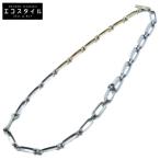 美品 Lizzie Mandler リジーマンドラー 9911701352 14KYG/シルバー Tバー ツートーン チェーン ネックレス シルバー/イエローゴールド