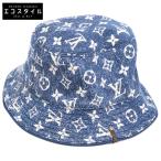 美品/国内正規 LOUIS VUITTON ルイヴィトン M77436 ボブ・デニム モノグラム バケットハット 帽子 ブルー メンズ