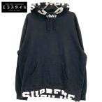 Supreme シュプリーム ブラック クロップドロゴ フーデッドスウェットシャツ ブラック L トップス コットン メンズ 中古