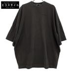 BALENCIAGA バレンシアガ チャコールグレー 528409 TBV36 ビッグサイズ ロゴ刺繍Tシャツ チャコールグレー XS トップス コットン メンズ 中古