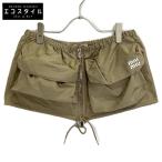 MIUMIU ミュウミュウ ロゴ ドローストリングテクニカルファブリック ミニスカート バッグ カーキ 38 スカート ポリエステル レディース 中古