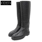 美品 JIMMY CHOO ジミーチュウ Yomi JC モノグラム ラムレザーニーハイブーツ レディース ブラック 36