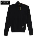 LOUIS VUITTON ルイヴィトン 22-23年AW チェーンデザイン ショルダージップ ハイネックニット ブラック S トップス レーヨン レディース 中古