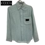 DIOR ディオール 313C536C794B ロゴパッチ シルクブレンド長袖シャツ グリーン 38 トップス シルク メンズ 中古