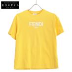 FENDI フェンディ イエロー JUI137 ロゴ Tシャツ イエロー 10A トップス コットン レディース 中古