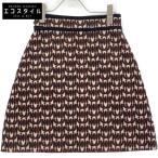 MIUMIU ミュウミュウ 19年製 MG1299 ×エムエムパリス 総柄 ミニスカート オフホワイト×ネイビー×ボルドー 36 スカート コットン レディース 中古