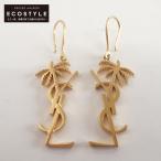SAINT LAURENT PARIS サンローランパリ MONOGRAM PALM EARRINGS ヤシの木/YSLロゴ フックピアス ゴールド レディース