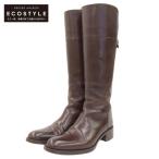 SARTORE サルトル レザー バッククロス ロング ジョッキー ブーツ シューズ レディース ブラウン 36 SR1358