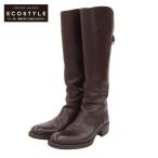 SARTORE サルトル レザー バッククロス ロングブーツ シューズ レディース ブラウン 36