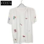 PAPAS パパス ホワイト ロゴ ワッペン Tシャツ ホワイト S トップス コットン メンズ 中古
