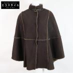 美品/ Loro Piana ロロピアーナ ラムレザーxマルモッタ ムートン ポンチョ/ ジャケット ブラウン レディース