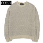 美品 FENDI フェンディ リネン コットン シルク ズッカ セーター クルーネック 長袖 トップス メンズ グレー 22年 FZX034 AO53