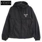 美品/国内正規/21年製 PRADA プラダ SGC052 RE-NYLON ロゴ入り ジップアップ フーディ ジャケット 44 ブラック メンズ