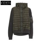 美品/20年製 MONCLER モンクレール F20919B50800 CARDIGAN TRICOT ニット/ダウン切替 フーディジャケット S オリーブ メンズ