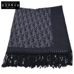 美品/  DIOR ディオール 92Z0001A0106 オブリーク ウール 大判ブランケット/ ストール グレーｘブラック メンズ