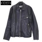 DIESEL ディーゼル 0IGAM 黒 L-Korn レザージャケット ブラック XL ジャケット レザー メンズ 中古